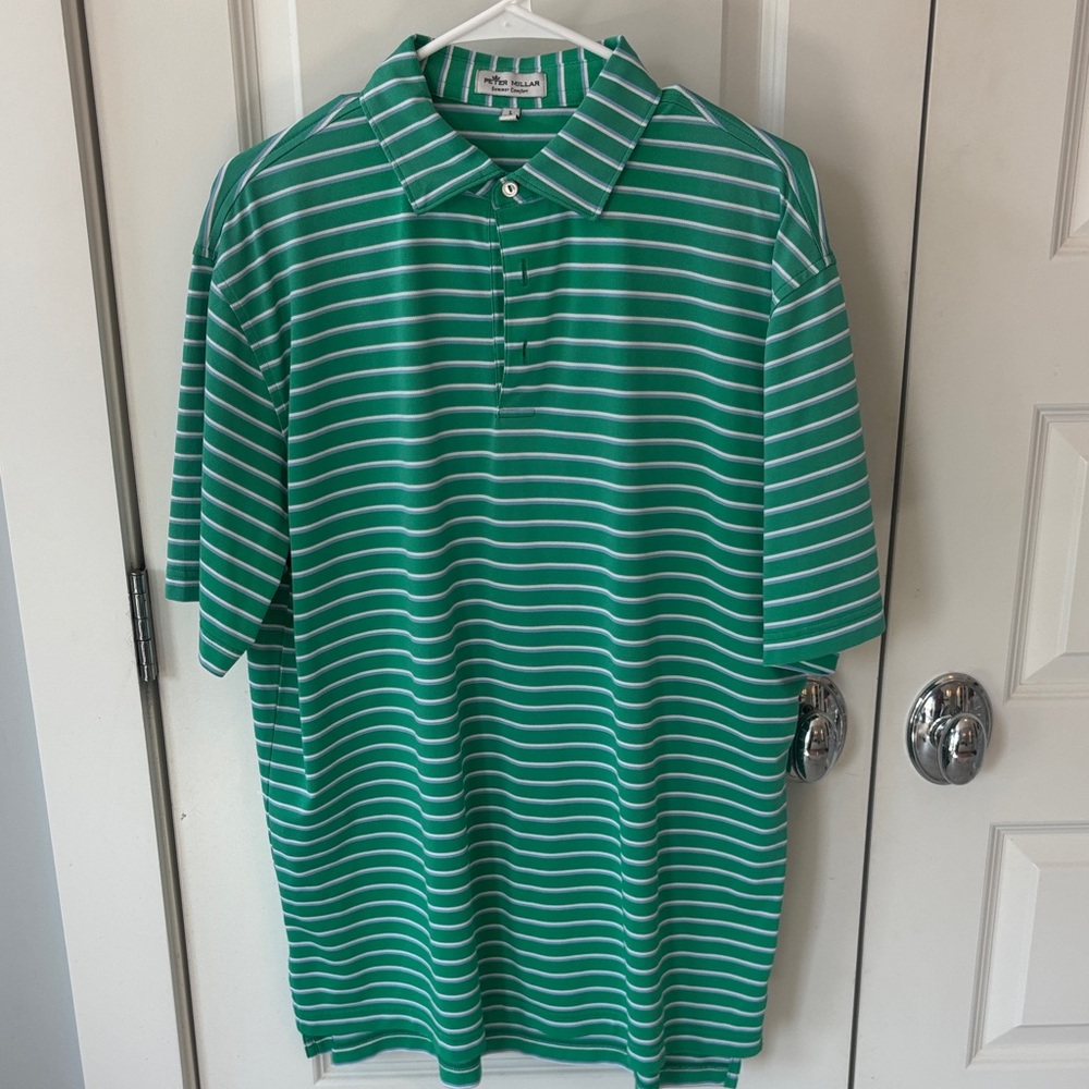 Peter Millar Men's Polo in Green and White